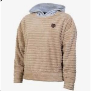 Texas A&M Aggies Rivalry Threads Tan Faux Fur Ribbed Hoodie Womens Medium 8/10